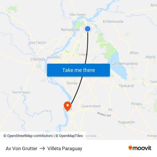 Av Von Grutter to Villeta Paraguay map