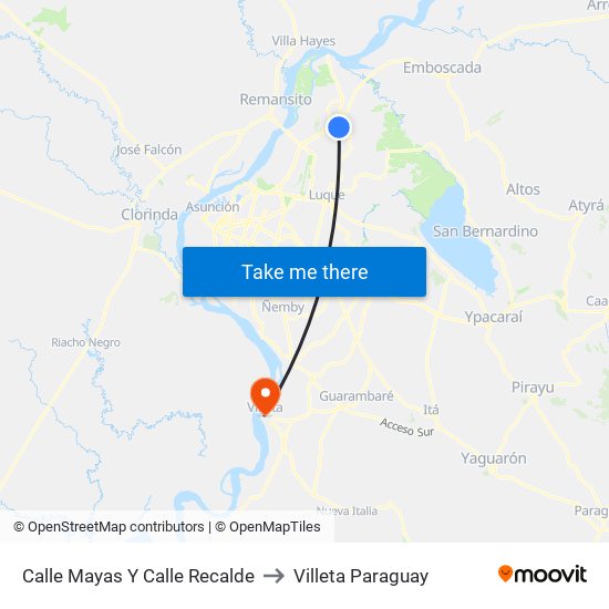 Calle Mayas Y Calle Recalde to Villeta Paraguay map