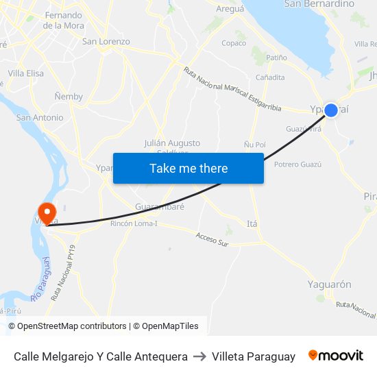 Calle Melgarejo Y Calle Antequera to Villeta Paraguay map