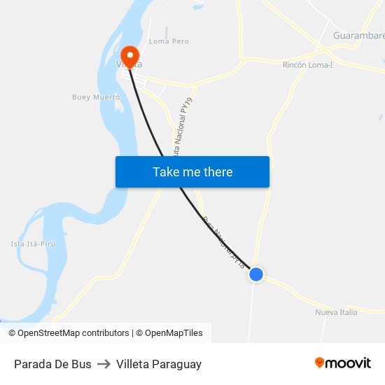 Parada De Bus to Villeta Paraguay map