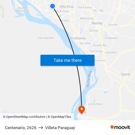Centenario, 2626 to Villeta Paraguay map
