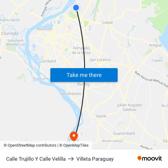 Calle Trujillo Y Calle Velilla to Villeta Paraguay map