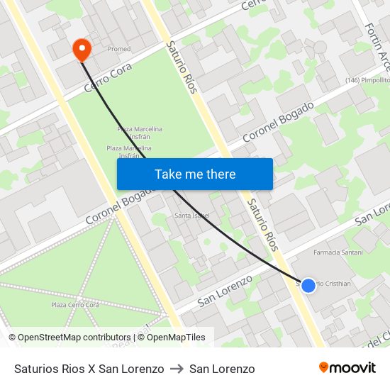 Saturios Rios X San Lorenzo to San Lorenzo map