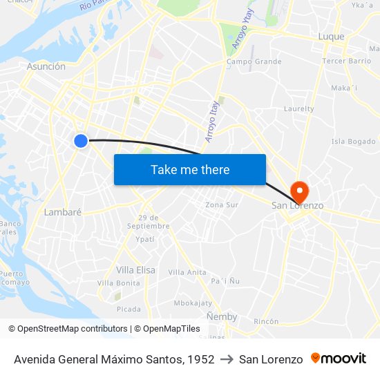 Avenida General Máximo Santos, 1952 to San Lorenzo map