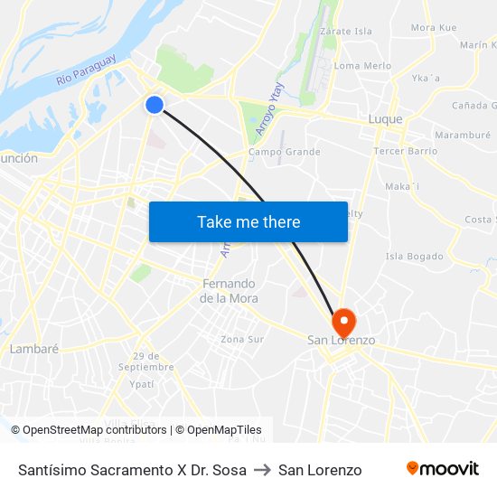 Santísimo Sacramento X Dr. Sosa to San Lorenzo map