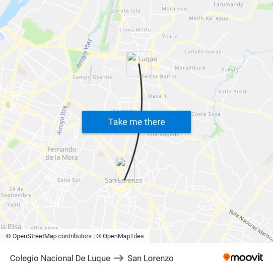 Colegio Nacional De Luque to San Lorenzo map