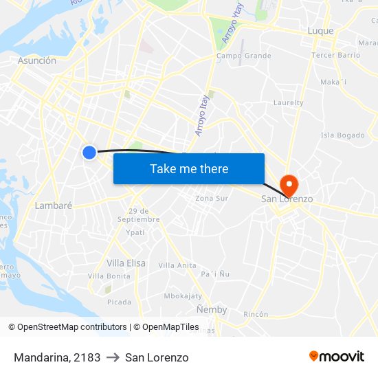Mandarina, 2183 to San Lorenzo map