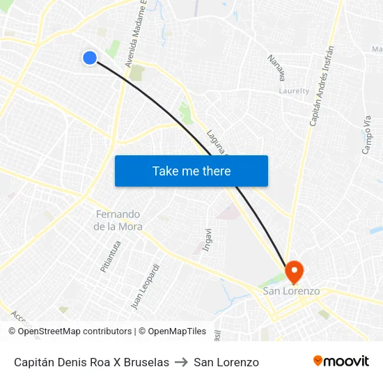 Capitán Denis Roa X Bruselas to San Lorenzo map