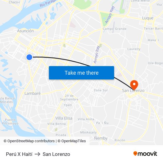 Perú X Haití to San Lorenzo map