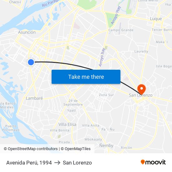 Avenida Perú, 1994 to San Lorenzo map