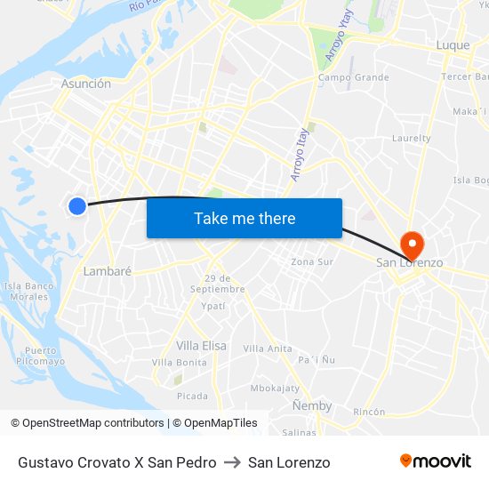 Gustavo Crovato X San Pedro to San Lorenzo map