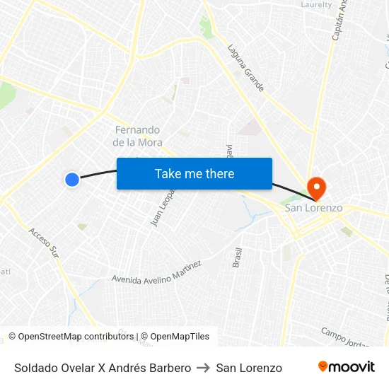 Soldado Ovelar X Andrés Barbero to San Lorenzo map