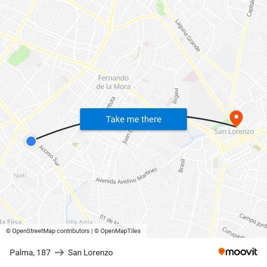 Palma, 187 to San Lorenzo map