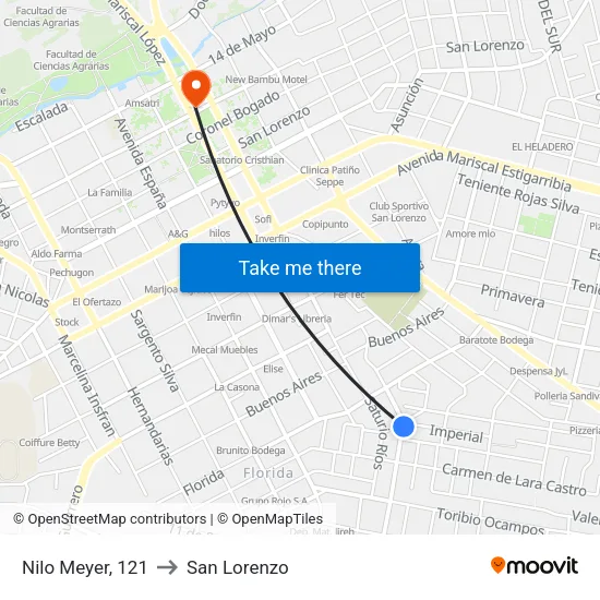 Nilo Meyer, 121 to San Lorenzo map