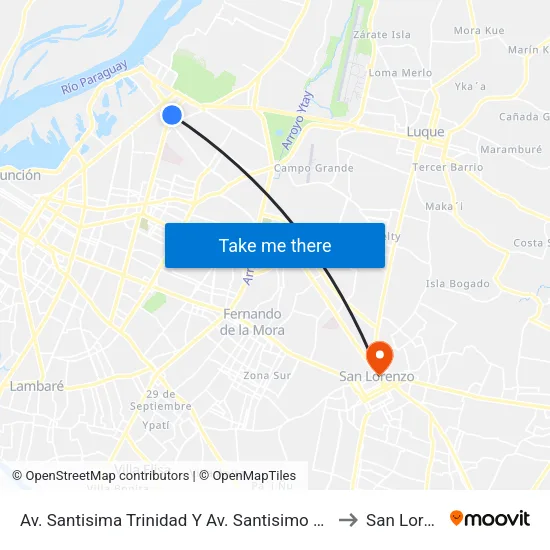 Av. Santisima Trinidad Y Av. Santisimo Sacramento to San Lorenzo map