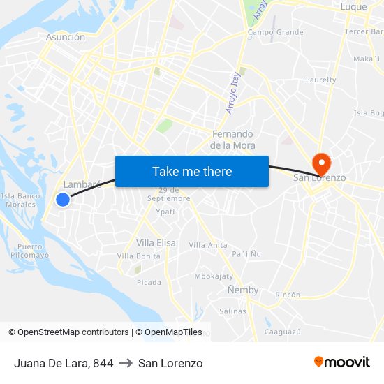 Juana De Lara, 844 to San Lorenzo map