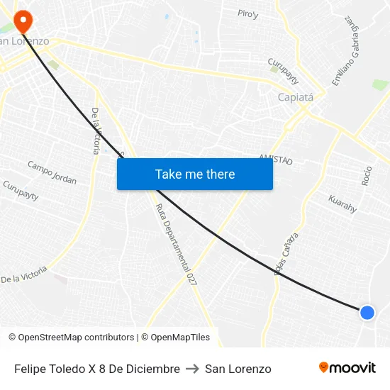 Felipe Toledo X 8 De Diciembre to San Lorenzo map