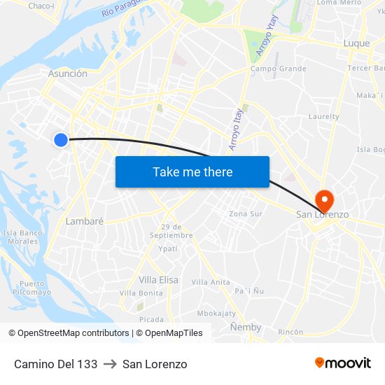 Camino Del 133 to San Lorenzo map