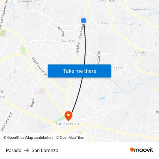 Parada to San Lorenzo map