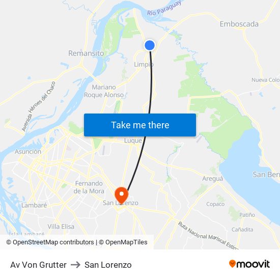 Av Von Grutter to San Lorenzo map