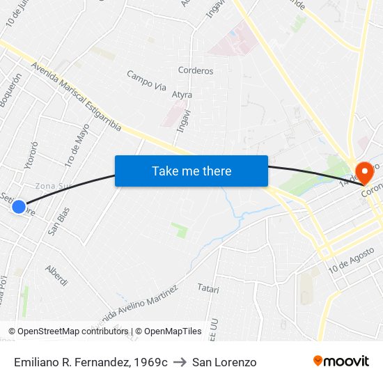 Emiliano R. Fernandez, 1969c to San Lorenzo map