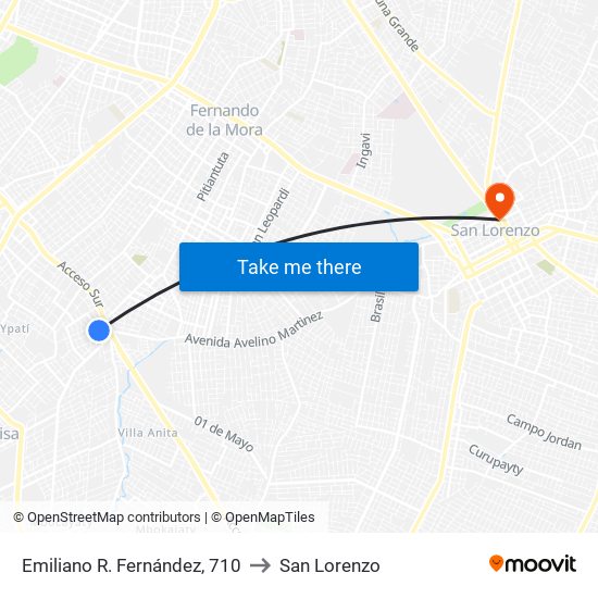 Emiliano R. Fernández, 710 to San Lorenzo map