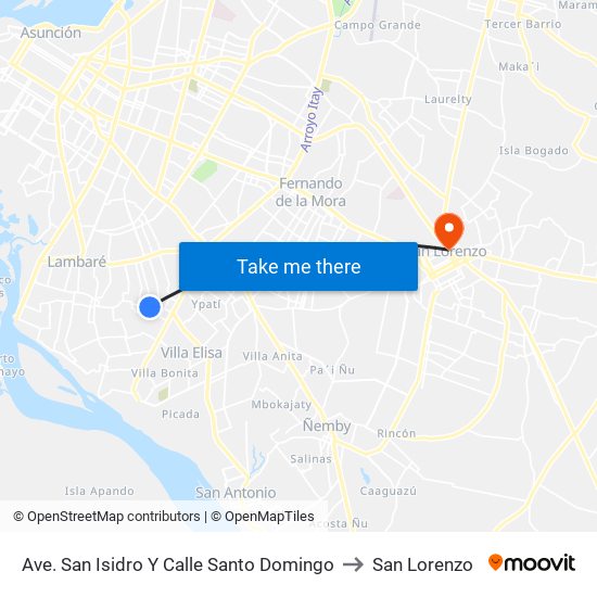 Ave. San Isidro Y Calle Santo Domingo to San Lorenzo map