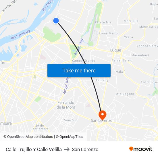 Calle Trujillo Y Calle Velilla to San Lorenzo map