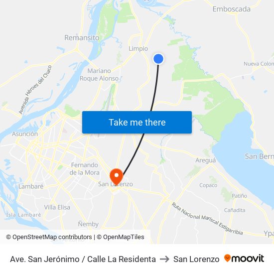 Ave. San Jerónimo / Calle La Residenta to San Lorenzo map