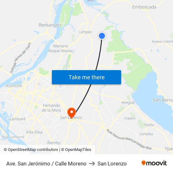 Ave. San Jerónimo / Calle Moreno to San Lorenzo map