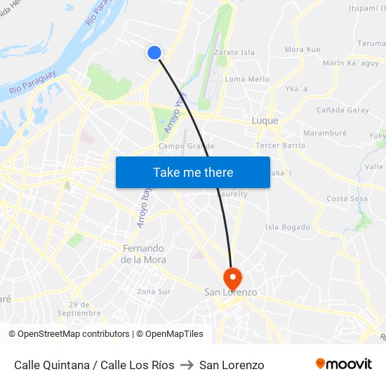 Calle Quintana / Calle Los Ríos to San Lorenzo map