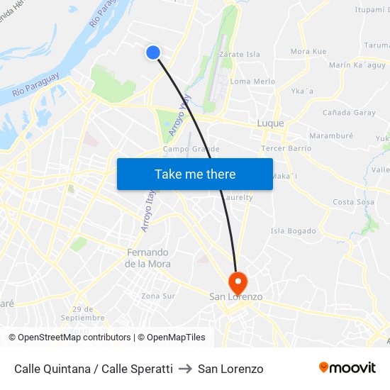 Calle Quintana / Calle Speratti to San Lorenzo map