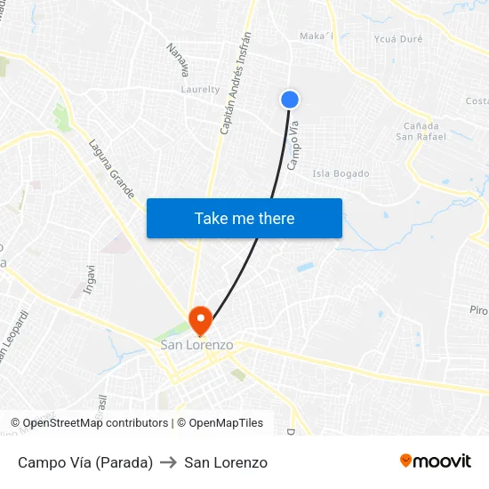 Campo Vía (Parada) to San Lorenzo map