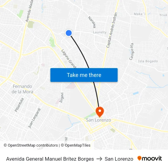 Avenida General Manuel Brítez Borges to San Lorenzo map