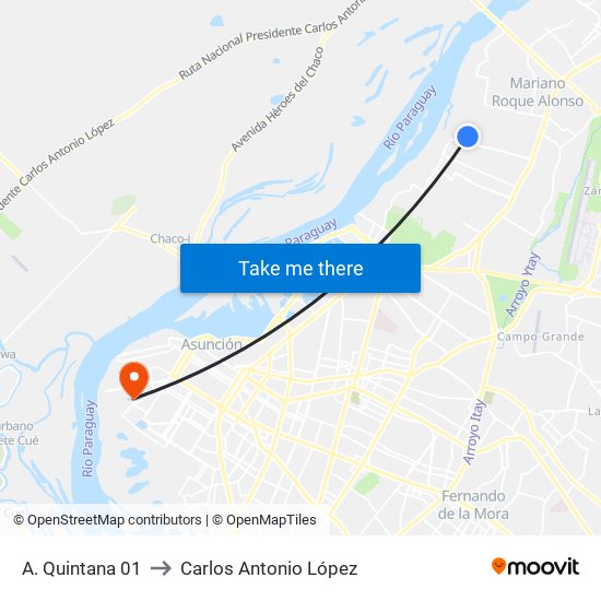 A. Quintana 01 to Carlos Antonio López map