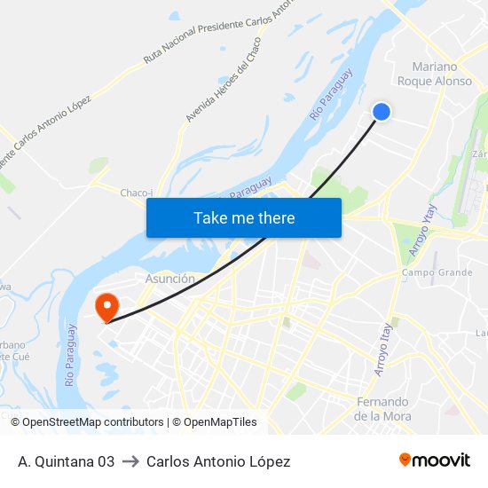 A. Quintana 03 to Carlos Antonio López map