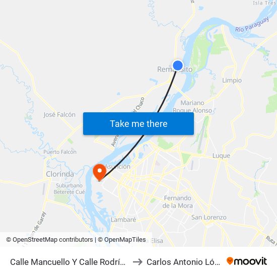 Calle Mancuello Y Calle Rodríguez to Carlos Antonio López map