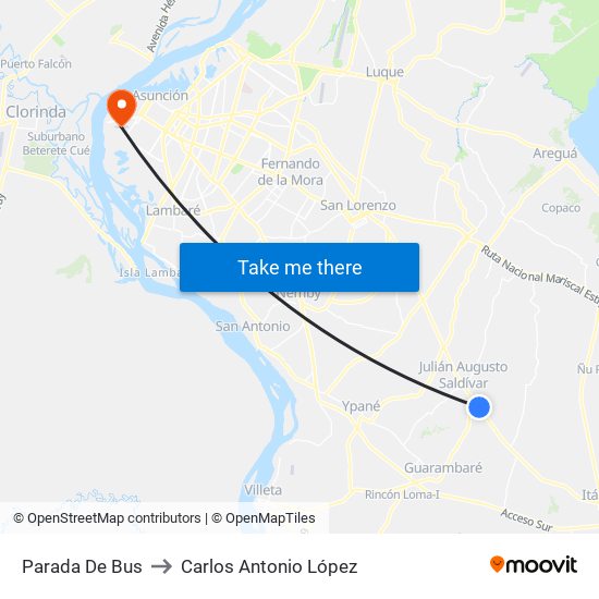 Parada De Bus to Carlos Antonio López map