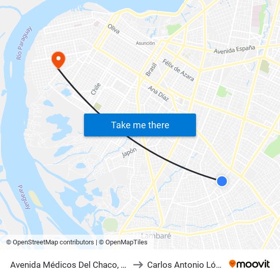 Avenida Médicos Del Chaco, 777 to Carlos Antonio López map