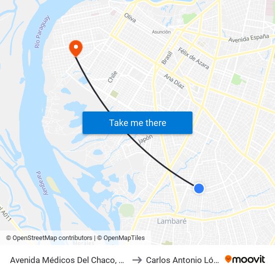 Avenida Médicos Del Chaco, 1560 to Carlos Antonio López map
