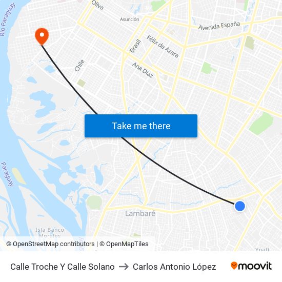 Calle Troche Y Calle Solano to Carlos Antonio López map