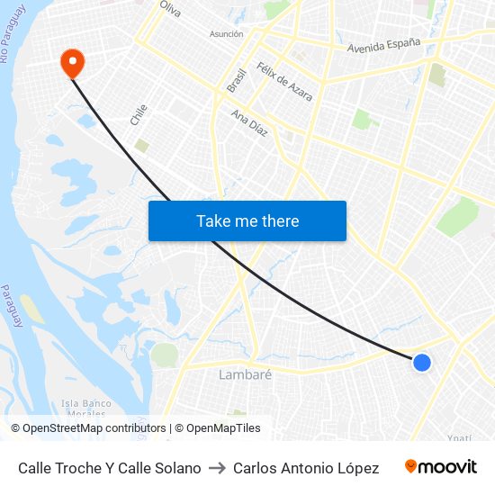 Calle Troche Y Calle Solano to Carlos Antonio López map