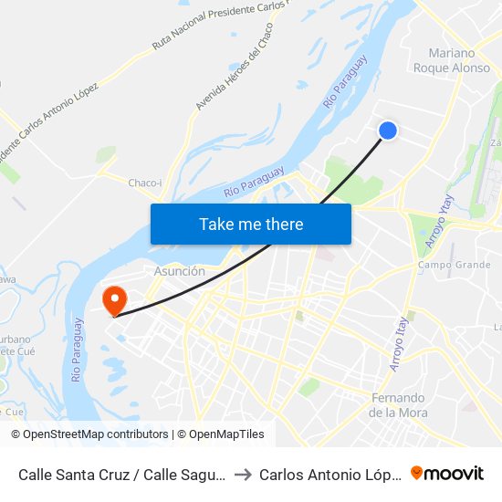 Calle Santa Cruz / Calle Saguier to Carlos Antonio López map