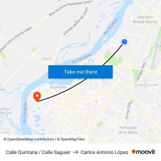 Calle Quintana / Calle Saguier to Carlos Antonio López map