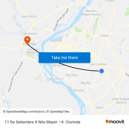 11 De Setiembre X Nilo Mayer to Clorinda map