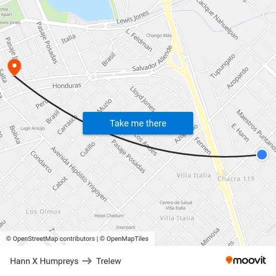 Hann X Humpreys to Trelew map