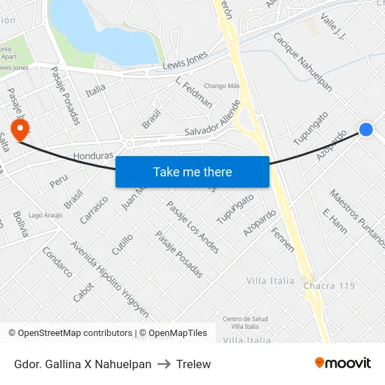 Gdor. Gallina X Nahuelpan to Trelew map