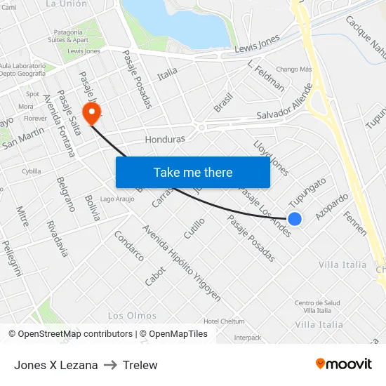 Jones X Lezana to Trelew map