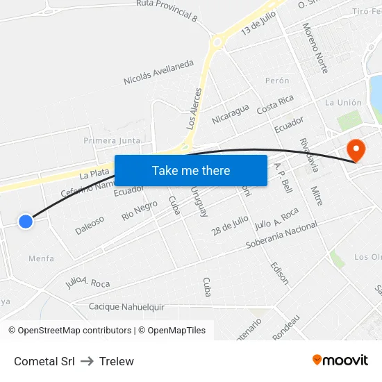 Cometal Srl to Trelew map
