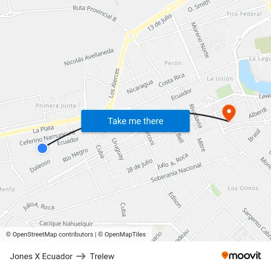 Jones X Ecuador to Trelew map